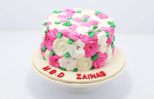 Pink White Flowers Birthday Cake