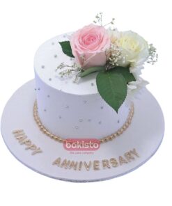 Golden Flowers Anniversary Cake