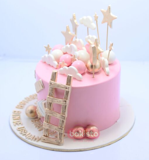 Pink & Golden Kids Birthday Cake - Image 4