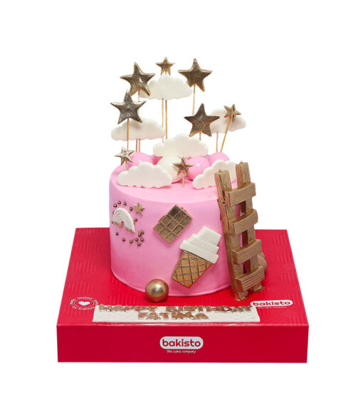 Pink & Golden Birthday Cake