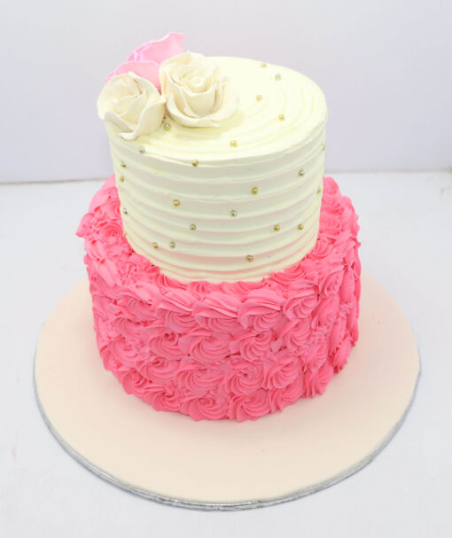 Pink Flowers Girls Birthday Cake