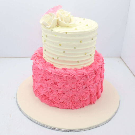 Pink Flowers Girls Birthday Cake