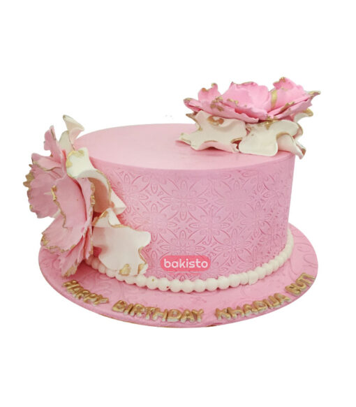pink wedding cake by bakisto