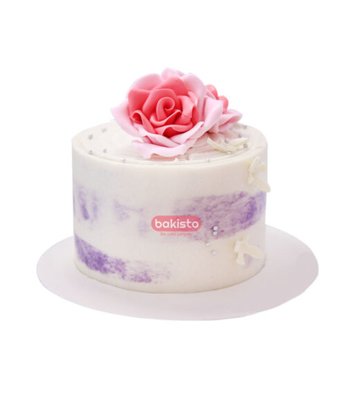 Golden Pink Flowers Anniversary Cake