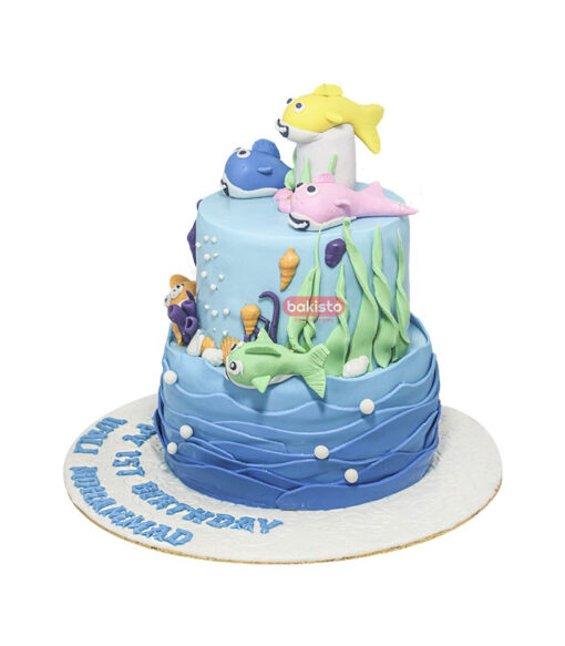 Fish theme Tier Birthday Cake - Image 2