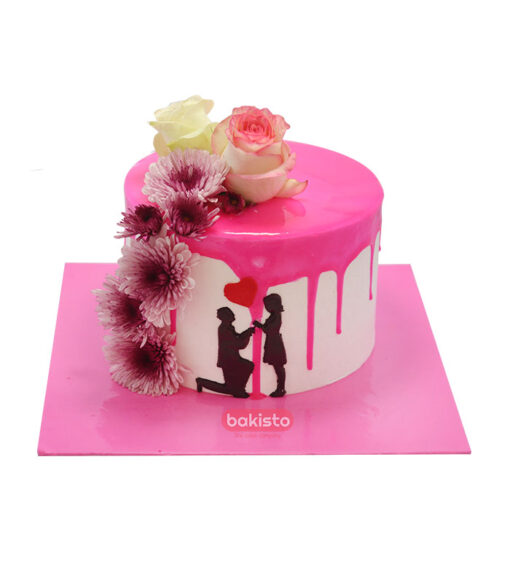 love cake with flowers, online delivery in lahore