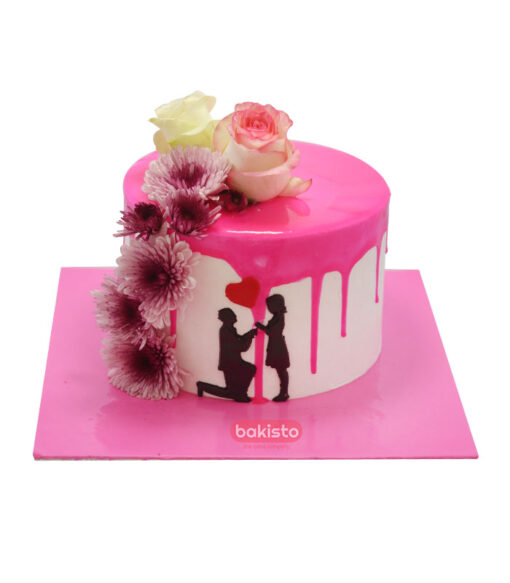 love cake with flowers, online delivery in lahore