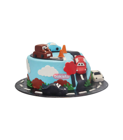 Sky Blue Car Birthday Cake - Image 2