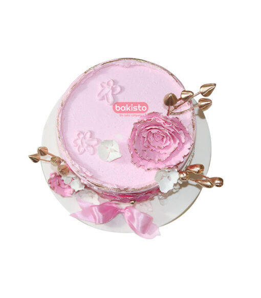 Pink Flowers Cream Cake by bakisto