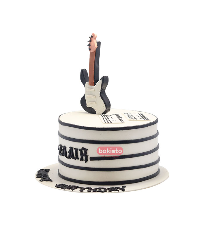 Navy blue cream guitar birthday cake – GoTasty