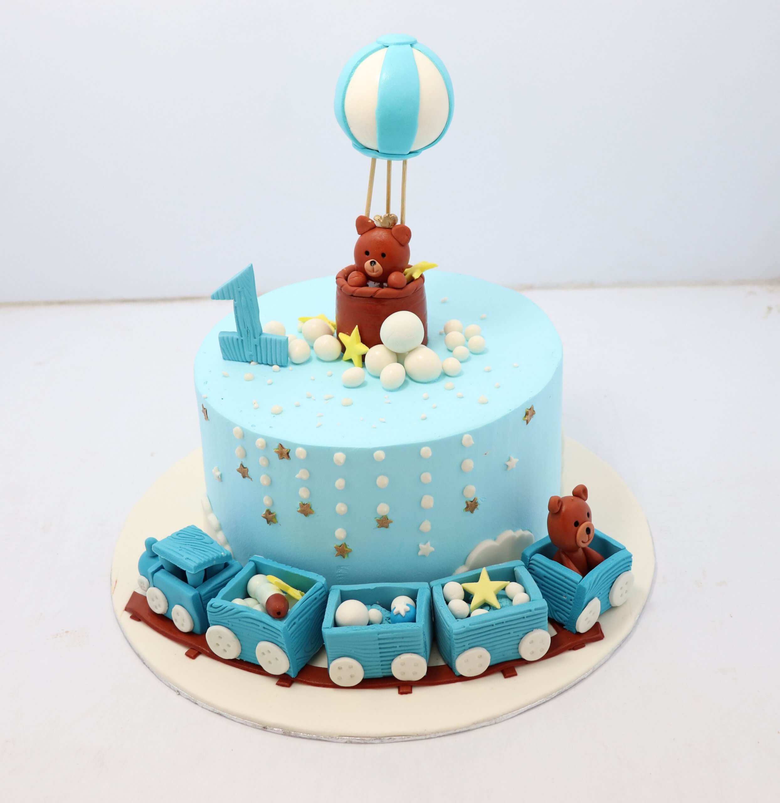 Kids 1st Birthday Bear Theme Fondant Step Cake – KS Bakers
