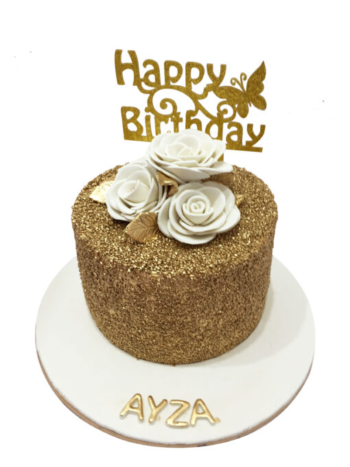 Golden Theme Birthday Cake