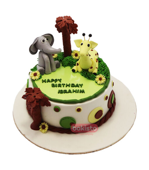 Jungle Animal Theme Birthday Cake