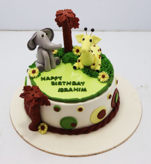 Jungle Animal Theme Birthday Cake