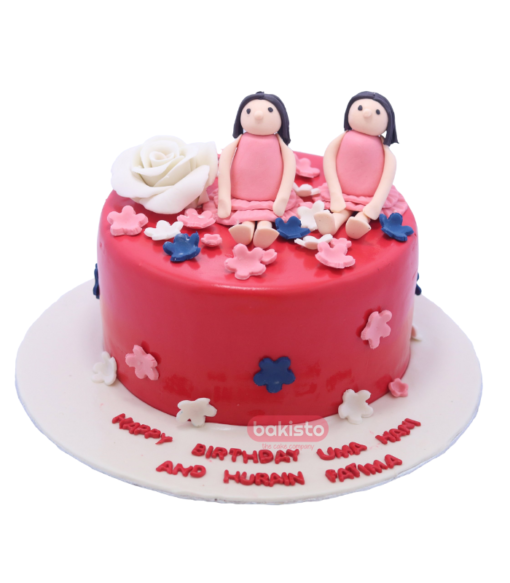 Red Theme Sister Birthday Cake