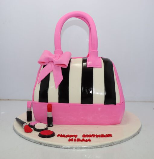 Pink Hand Bag With Makeup Cake