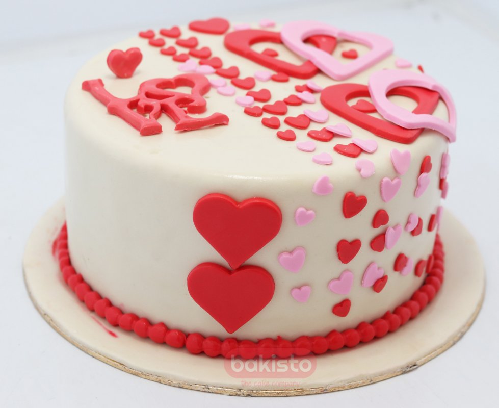 Love Theme Heart Cake For Valentine's Day By Bakisto