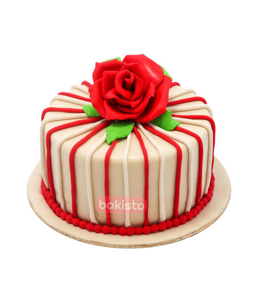 Red And White Pattern Cake