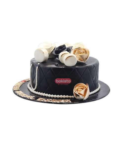 gold and black cake for bride to be