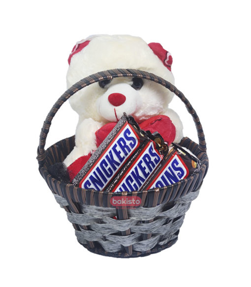 Snickers Basket, snickers basket with teddy bear in lahore