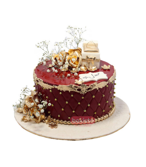 Red Nikkah Cake With Fresh Flower