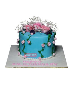 Blue Fresh Flower Cake