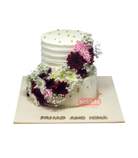 Fresh Flowers Nikkah Cake by bakisto - the cake company