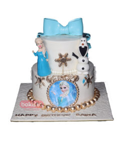 Two Tier White Elsa Cake