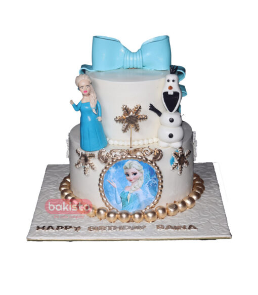 Two Tier White Elsa Cake