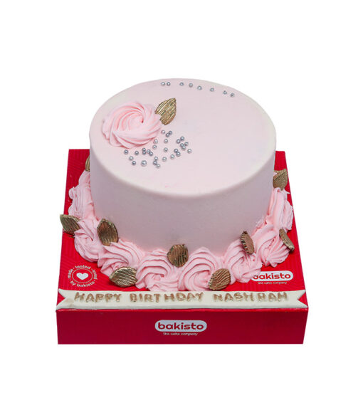 Pink Cake With Golden Leaf