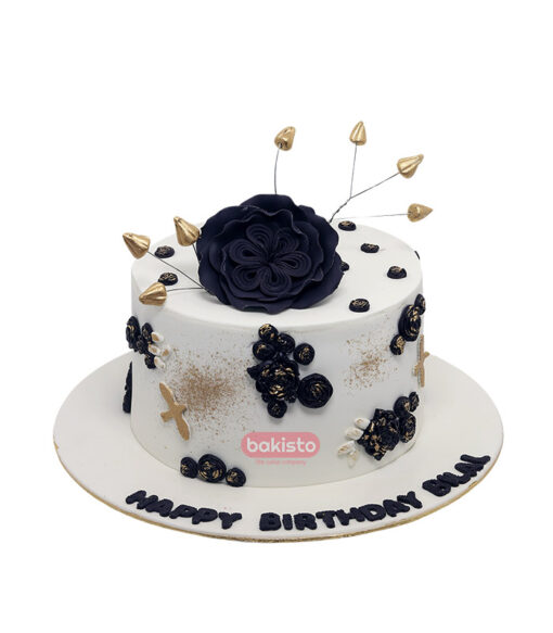 Black And White Flower Cake By Bakisto The Cake Company 3547