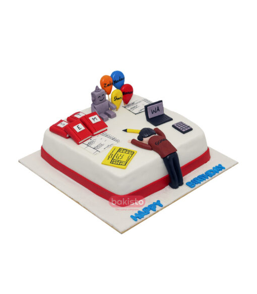 Engineer Theme Square Cake - Image 2