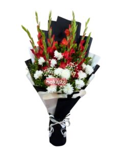 Red Gladiolus With White Craze