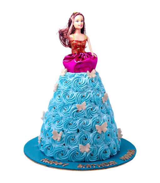 Sky Blue Barbie Doll Cake