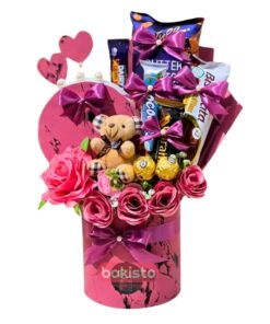 Elegant Chocolate & Rose Teddy Gift Box