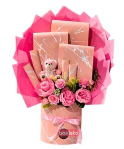 Pink Teddy Bear Flower Bouquet in Lahore