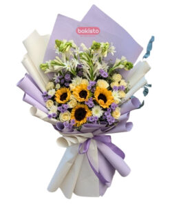 Sunflower & Purple Bloom Bouquet