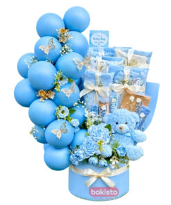 Baby Boy Birth Gift Basket with Clothes & Chocolates